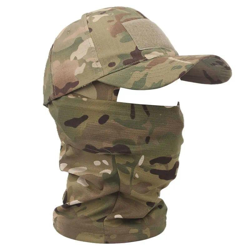 Military Hood Tactical Baseball Caps for Men Women Summer Snapback Sun Hats Outdoor Camouflage Balaclava Half Ski Mask