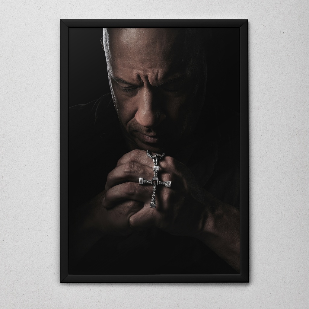 Quadro Decorativo Velozes e Furiosos Com Moldura Dominic Toretto Brian O'Conner Filme Decoração Geek