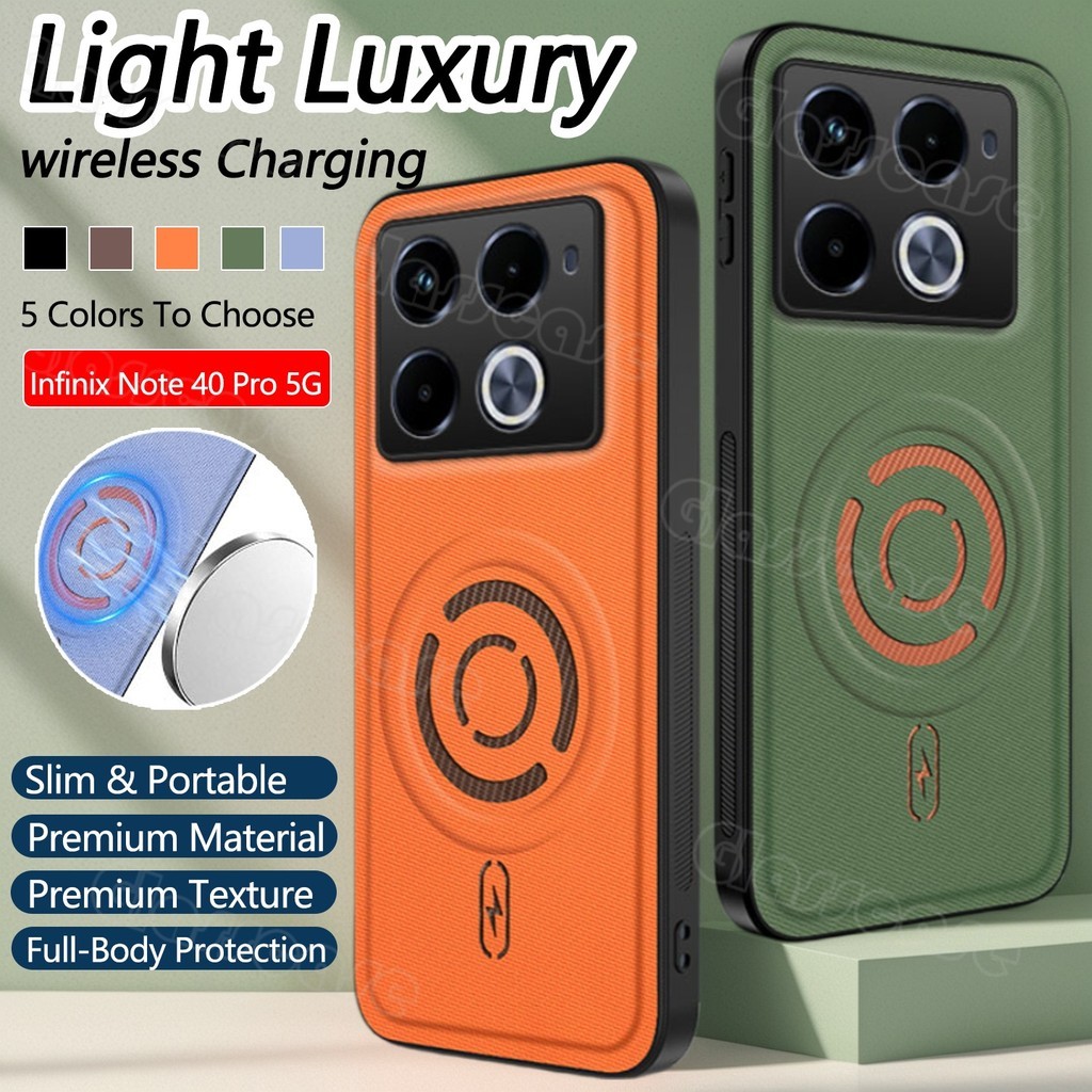 Casing For Infinix Note 40 Pro 40Pro + 40Pro+ 40ProPlus 40s Note40Pro Fabric Texture Magnetic Suction PU Silicone Leathe