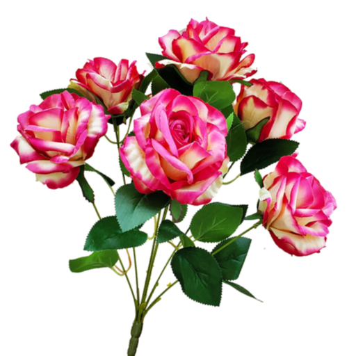 Buquê Rosas Artificial Grande 7 Flores Arranjo Floral Decoração Casamento Festa