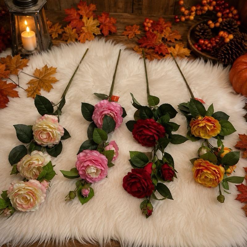 Galho de Rosas Grande 70cm Elegante Realista para Vaso Arranjo Decoração Artificial Casa Festa Casamento.