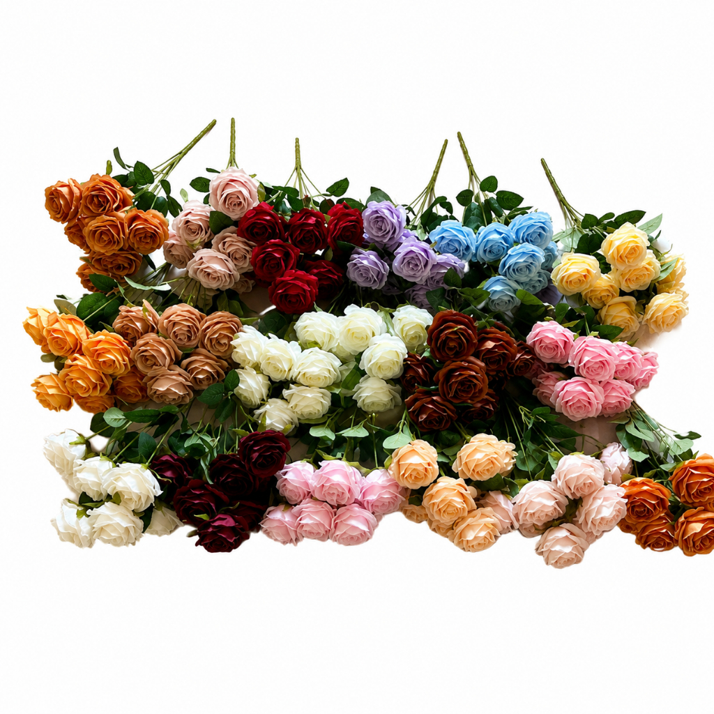 Buquê de Rosa artificial Grande com 9 flores ideal para arranjos e decoração de casamento RS-715