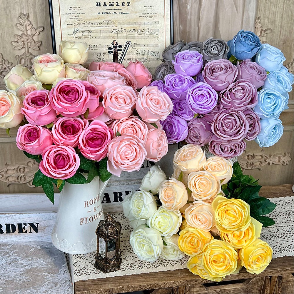 Buquê 9 Rosas Artificiais Grande – Luxo Para Arranjos Decoração Festas Casa Eventos | Pronta Entrega