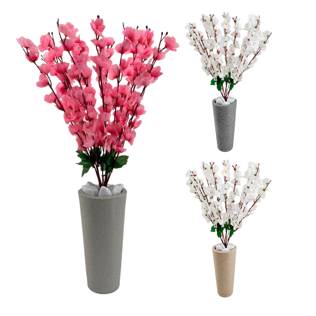 Planta Artificial Cerejeira Rosa com Vaso Grande Decoração Casa Enfeite Sala Escritório