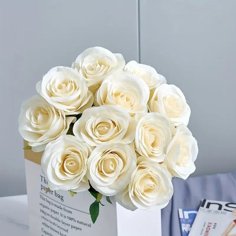 Buquê de Rosas Artificiais Grande P/ Decoração Casamento, Arranjos, Decorar Festas e casa-NR801589