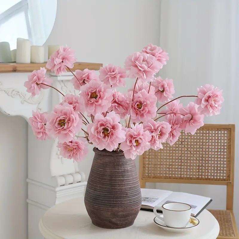 Galho de Rosa Artificial 3 Flores Haste Grande Gardênia Decoração Casamentos, Festas, Arranjos, Jardins A-18