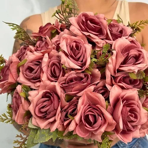 Buquê de Rosas Artificiais Grande P/ Decoração Casamento, Arranjos, Decorar Festas e casa - A-46