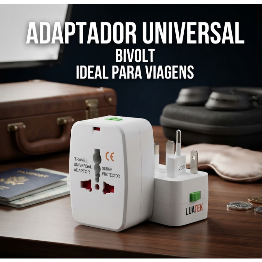 Adaptador de Tomada Universal Luatek Bivolt para Viagem Internacional