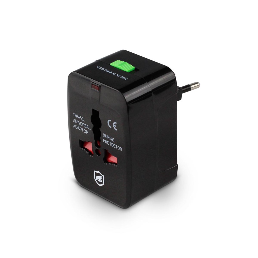 Gshield Adaptador Universal de Tomada para Viagem Bivolt Padrão Internacional 3 Pinos, Tank Preto
