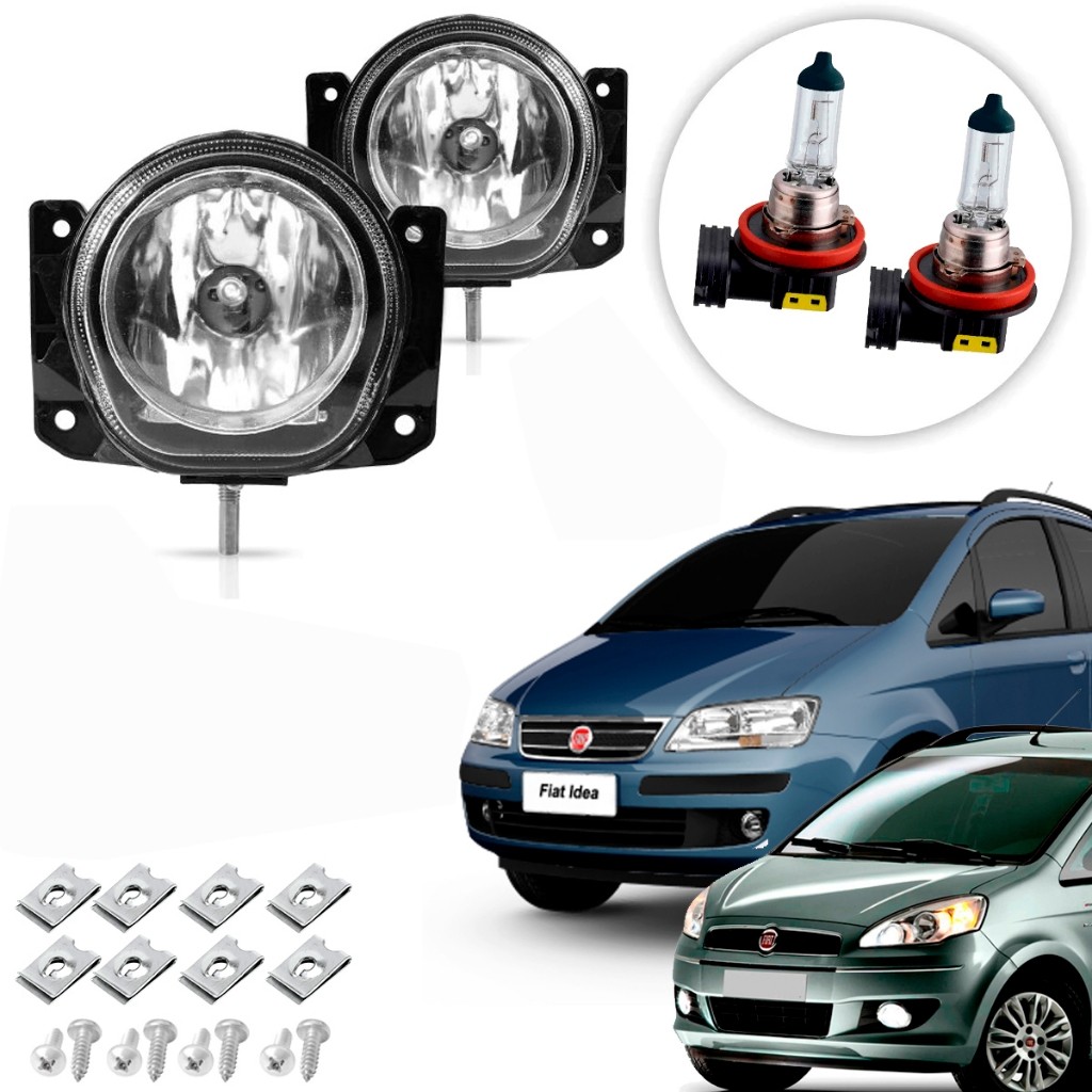 Par de Farol Milha Neblina Auxiliar Farolete Cibie Fiat Idea 2005 06 07 08 09 10 11 12 13 14 15 16