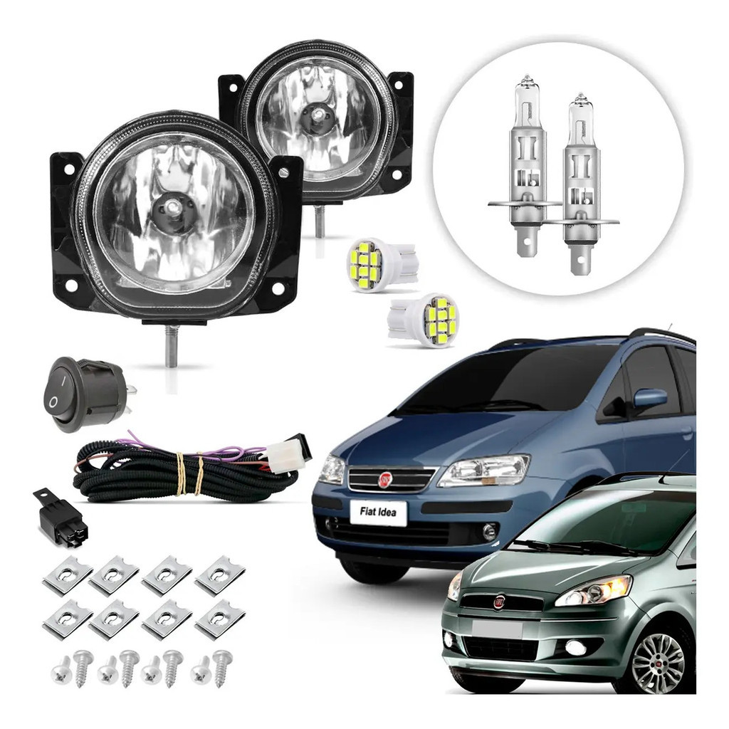 Kit Farol Auxiliar Milha Vidro Fiat Idea 2005 06 07 08 09 10