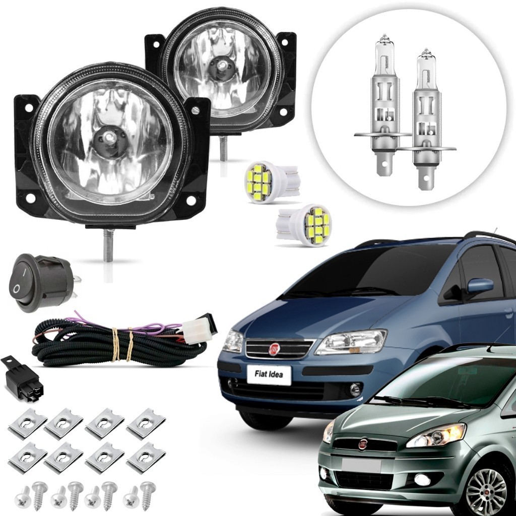 Kit de Farol de Milha Farolete Neblina Auxiliar Fiat Idea 2005 06 07 08 09 10 11 12 13 14 15 16