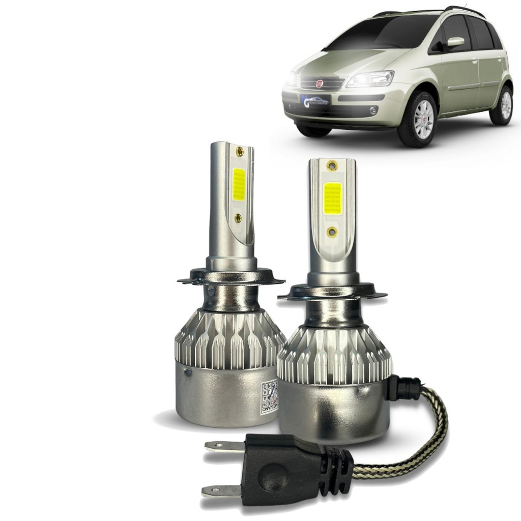 Kit Super Led C6 12v Idea 2005 À 2016 Farol Alto Baixo e Milha