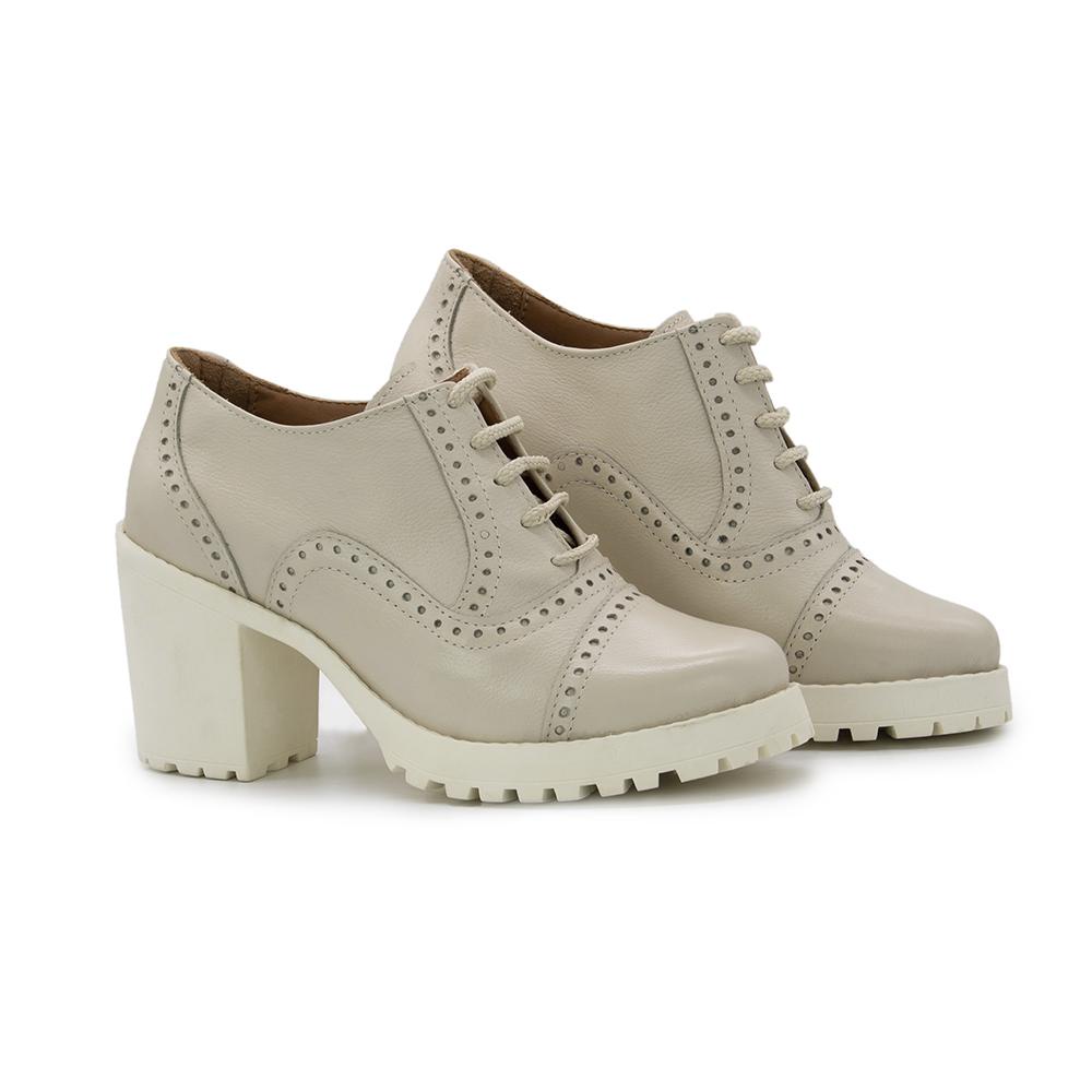 Bota Ankle Bott Feminino Couro Salto Tratorado Conforto