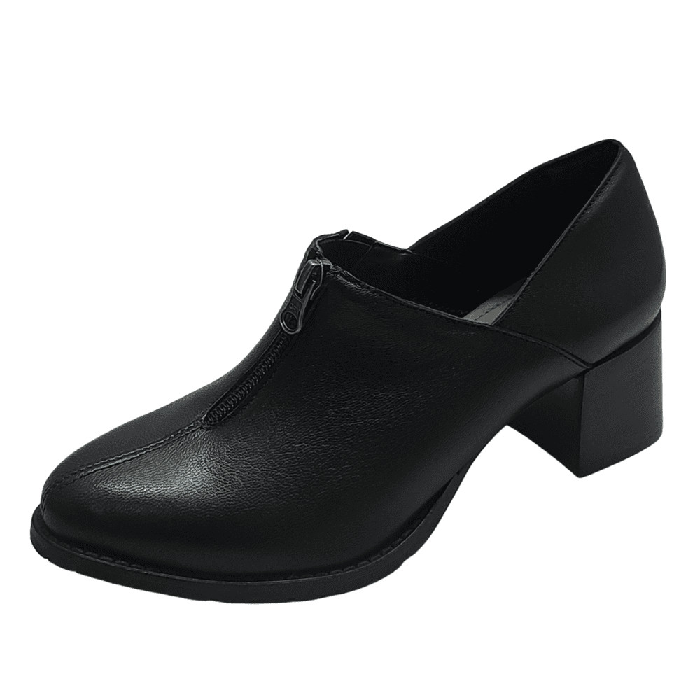 Ankle Boot Zíper Couro de Carneiro Preto