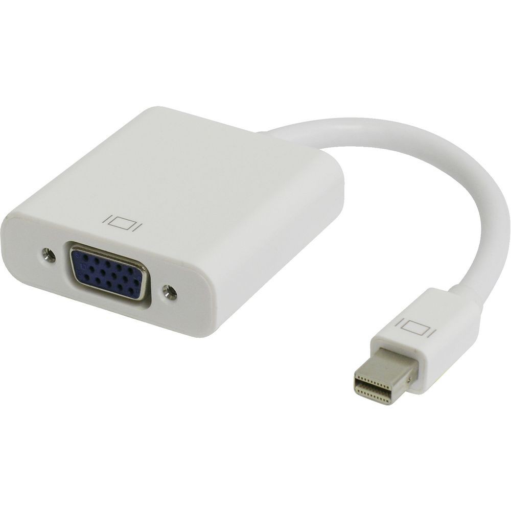 Adaptador Mini DisplayPort para VGA. Conectores: 1 Mini DisplayPort Macho x 1 VGA 15 Pinos Fêmea. Tamanho: 15cm.