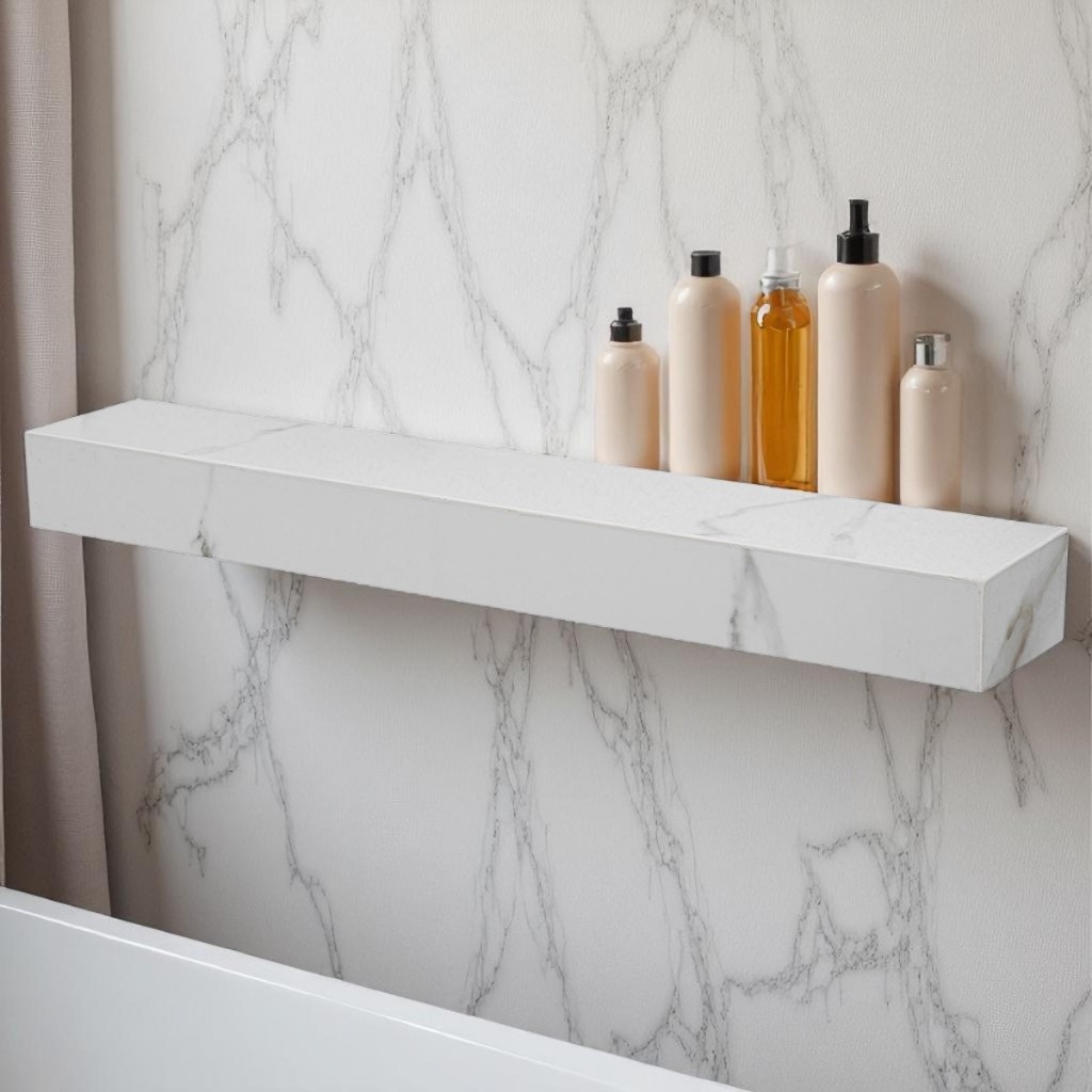 Prateleira Em Porcelanato Calacata Gray Premium Resistente Sala Banheiro Cozinha 75x15x06