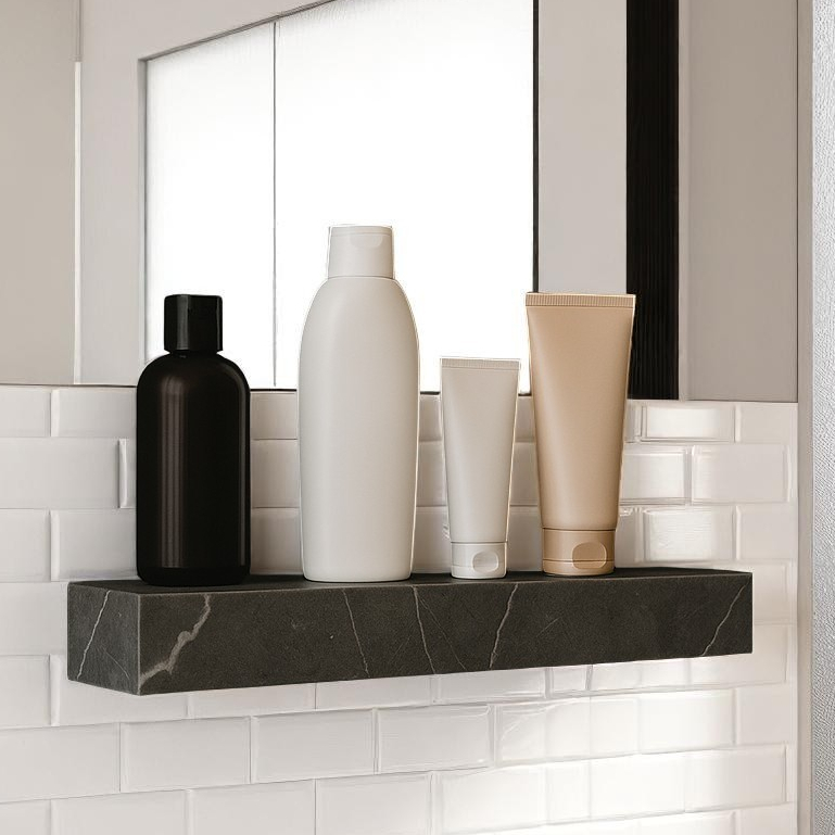 Prateleira Em Porcelanato Gran Marmi Grafite Lux Premium Resistente Sala Banheiro Cozinha 75x15x06