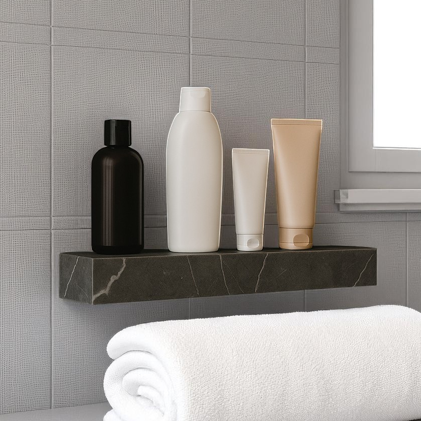Prateleira Em Porcelanato Gran Marmi Grafite Lux Premium Resistente Sala Banheiro Cozinha 100x15x06