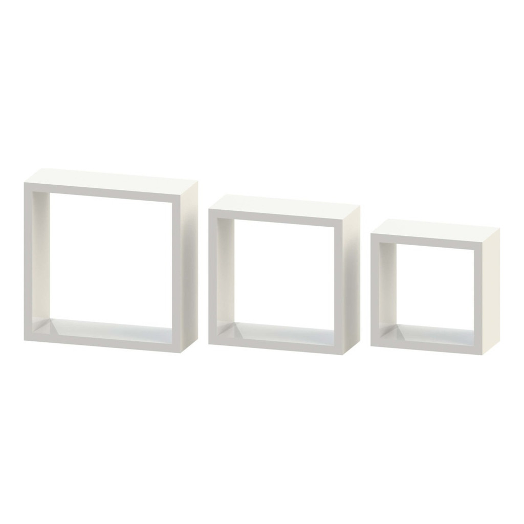 Kit 3 Nichos Prateleiras Decoração Branco Para Sala Cozinha Moderna Resistente NCH3BB Brasforma