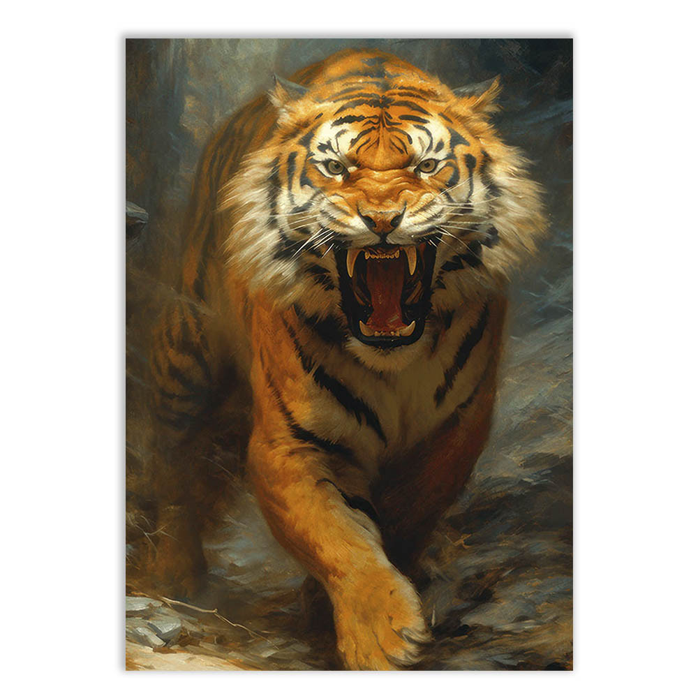 Placa Decorativa Tigre Rugindo Animais Selvagem Decoração