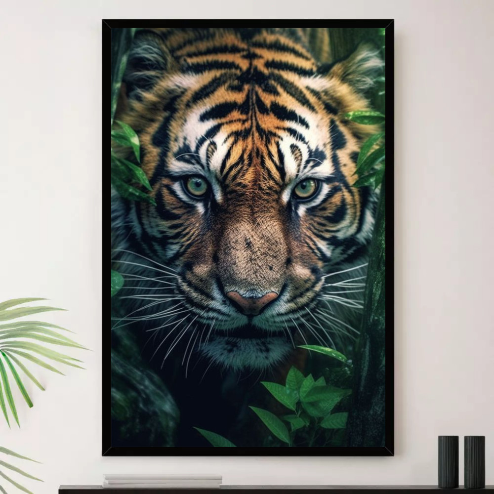Quadro Tigre Onça Animal Selvagem Decorativo A4 23x33cm