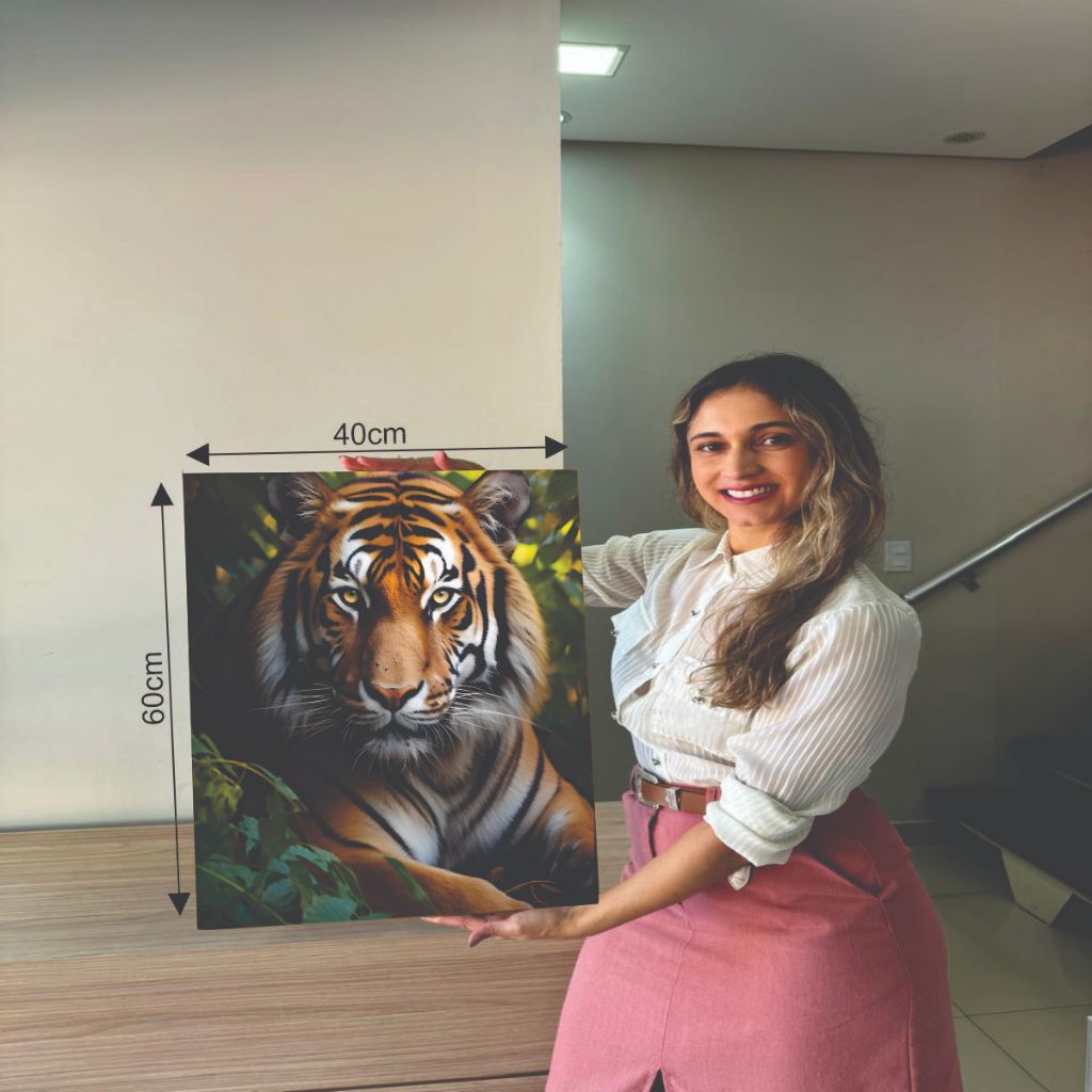 Quadro Decorativo 1 Peça Tigre Animal Selvagem Listrado