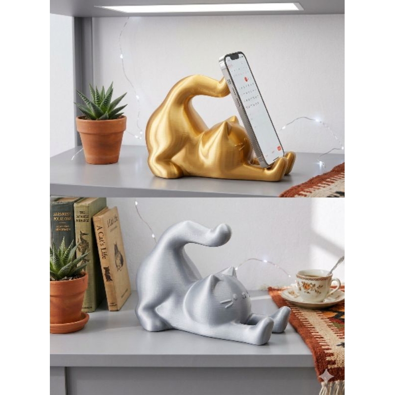 Porta Celular De Mesa Gatinho Suporte Para Smartphone Universal Criativo Enfeite Fofo Cat Lover Presente 3D