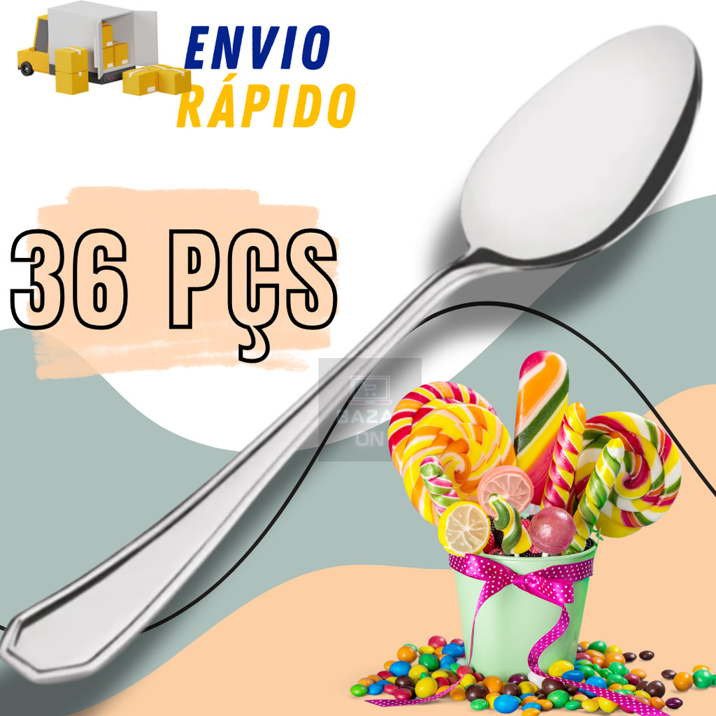 Jogo Com 36 Colheres de Sobremesa Conjunto Para Bolos Gelatina Doces Sorvete Original Kit Aço Inox