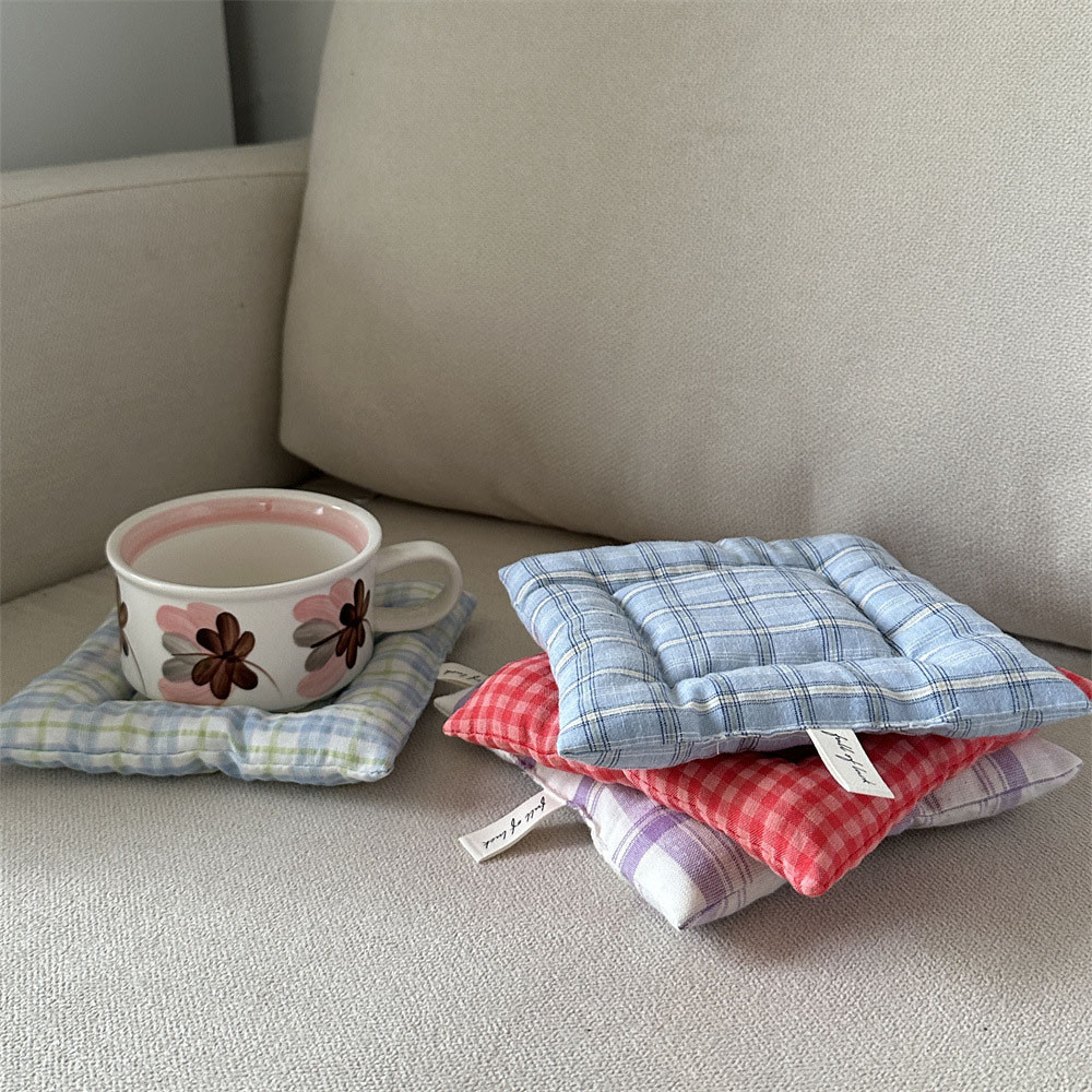 Ins Cream Colored Cotton Coasters Listrado Padrão Estilo Coreano Dot Isolado Placemats