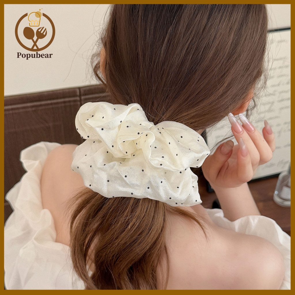 Smooth Satin Hair Accessory High Elastic Tie Extra Ponytail Holder Korean Style Dot Print Rope Soft Stretchy Accessories