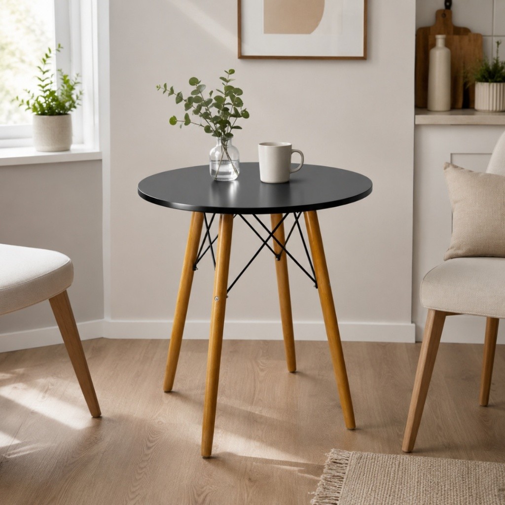Mesa Redonda Moderna 70cm Compacta Para Cozinha Sala Apartamento Varanda E Escritório Base Segura