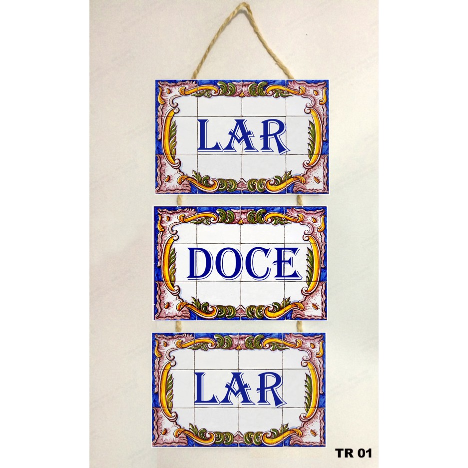 trio decorativo Lar Doce Lar - decoração para varanda - sala - porta de casa - apartamento - cozinha