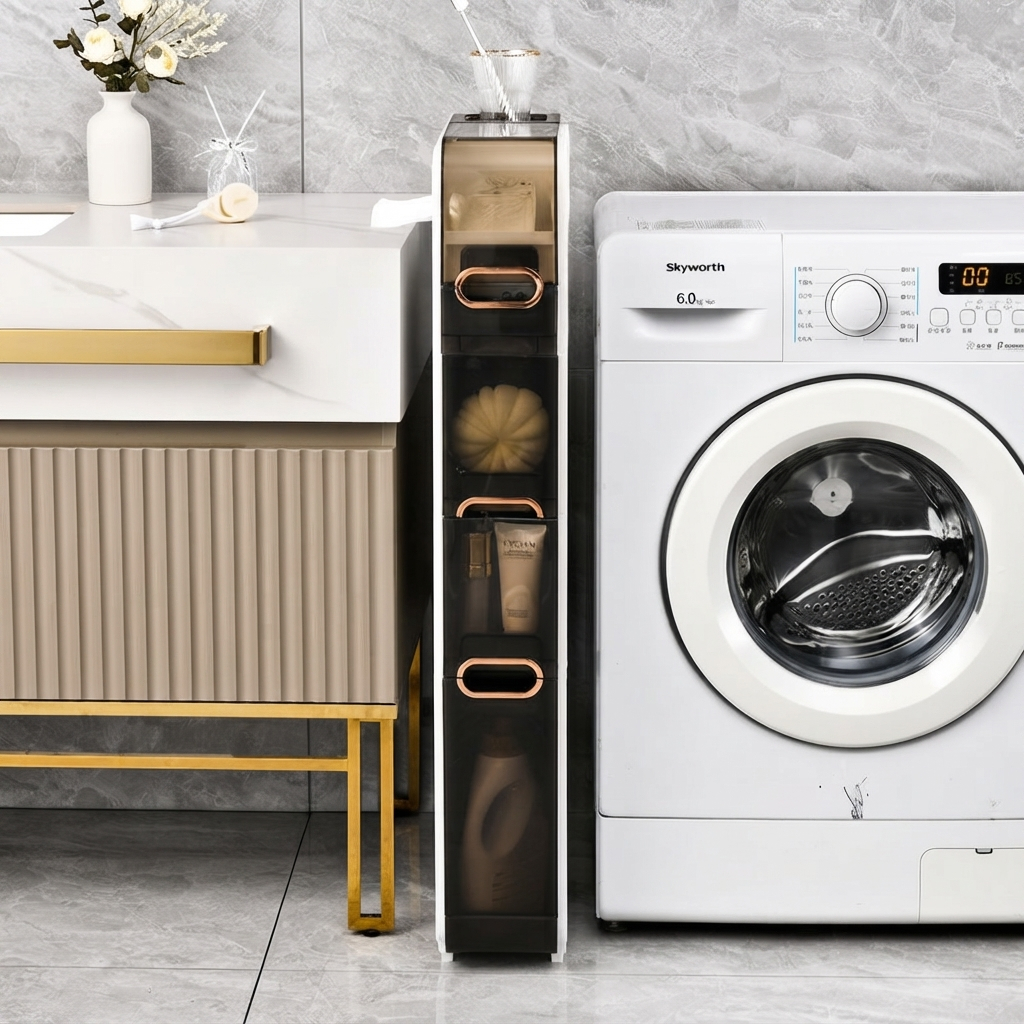 Móvel Organizador Fino Com Rodas Praticidade Casa Apartamento Carrinho Estreito 15cm Largura Branco