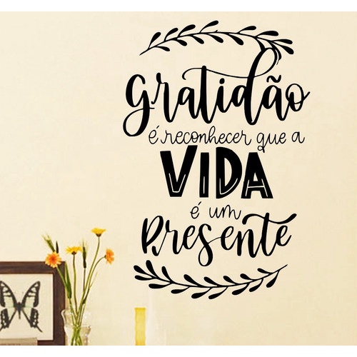 Adesivo Decorativo De Parede Frase Gratidão para casa, apartamento, cozinha, sala, quarto, varanda