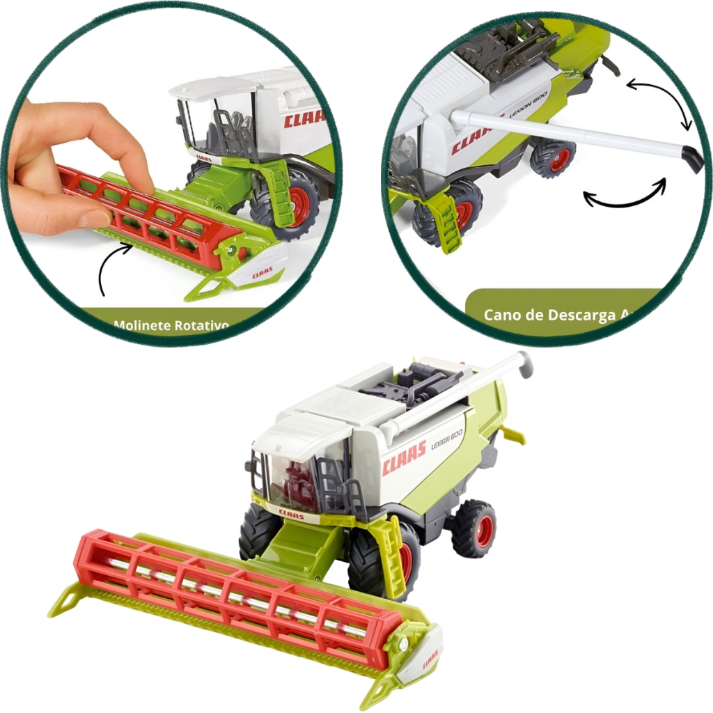 Miniatura Colheitadeira Claas Lexion 600 Siku 1/50 Original Metal Diecast Agrícola Maquete Escala 1:50 Colecionável
