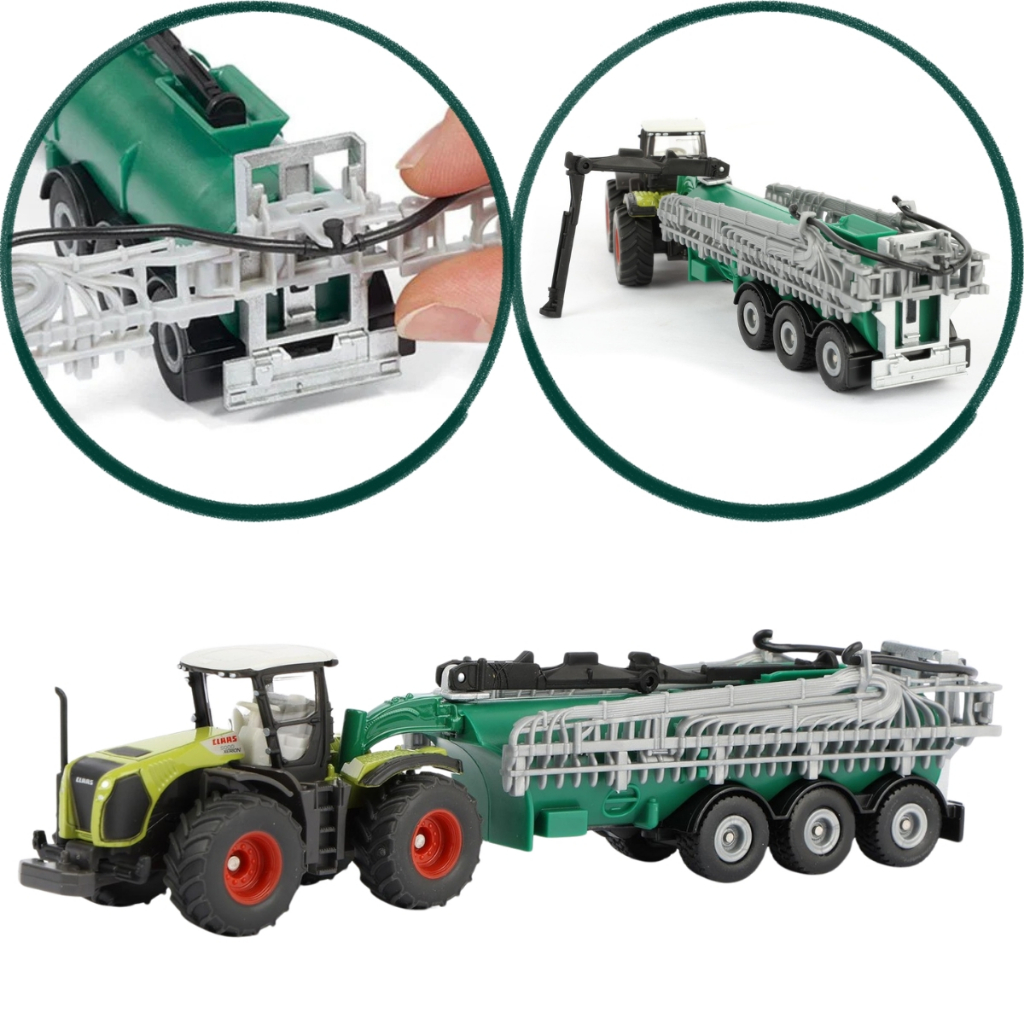 Miniatura Trator Claas Xerion Com Tanque A Vácuo Samson 1:87 Siku Farmer Metal