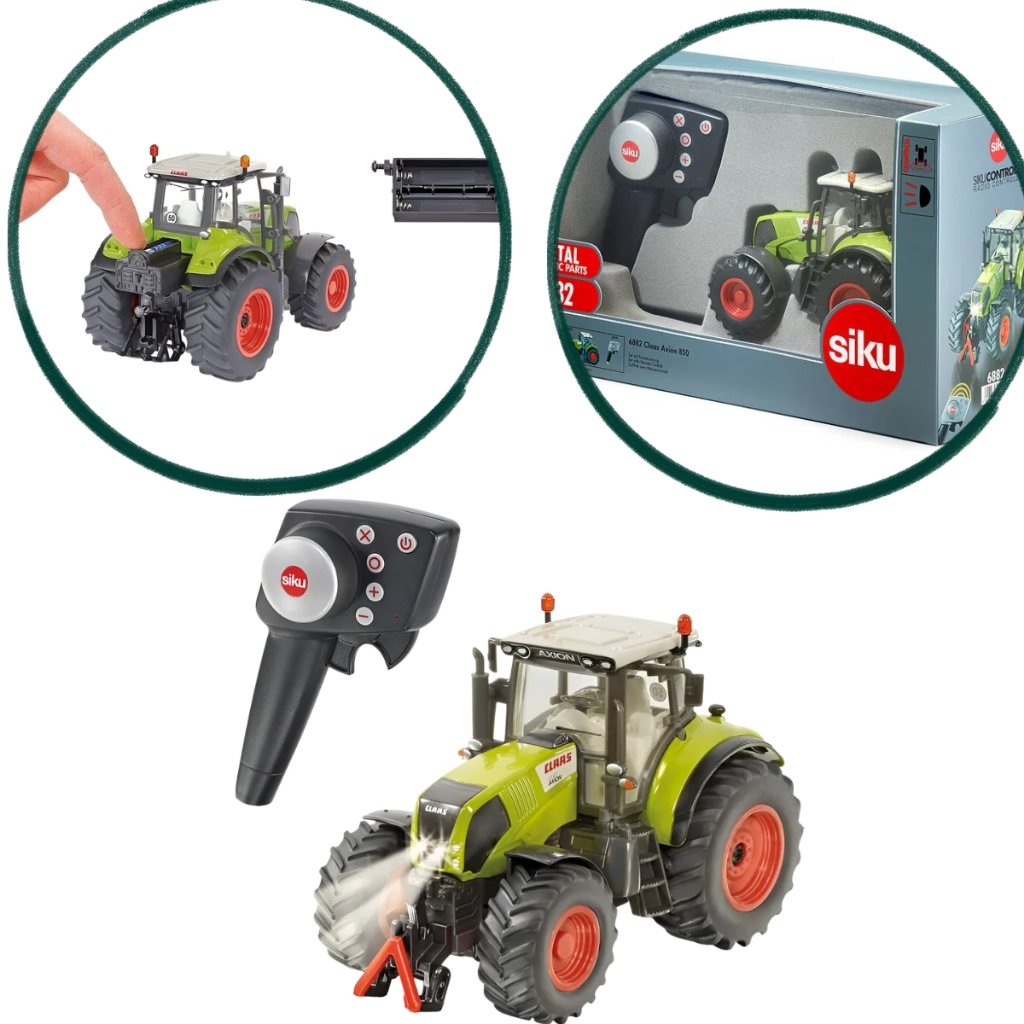 Trator de Controle Remoto Claas Axion 850 Siku 1/32 Original Metal RC 4x4 Escala 1:32 Bluetooth Colecionável Luxo