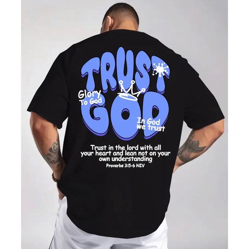 Camiseta Streetwear Masculina Estampa Trust God Abstrato Rock 100% Algodão Premium Confortável