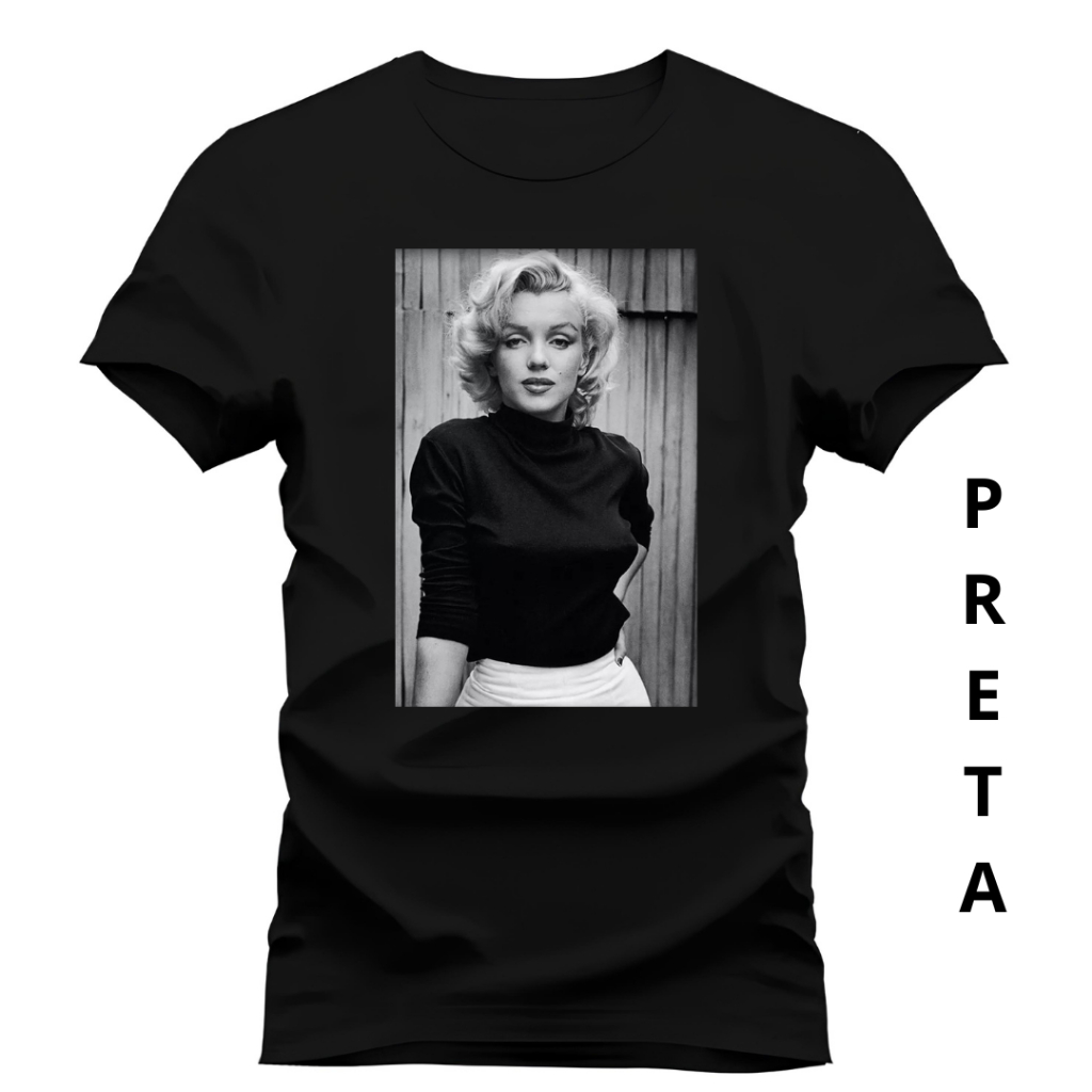 Camisa Marilyn Monroe Feminina Masculina Camisetas Algodão Estampa Hollywood Roupas Rock Casual Chic