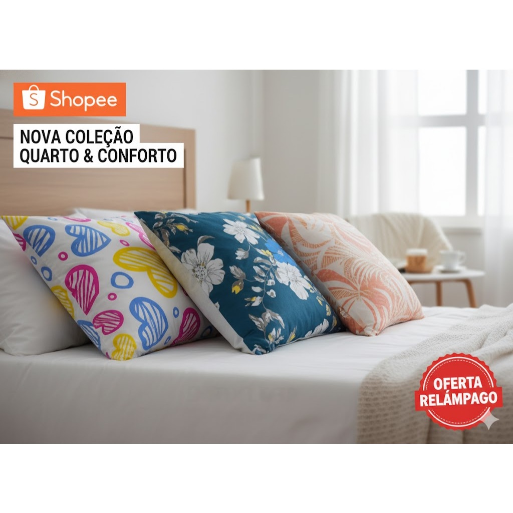 Kit com 2 e 1 Travesseiros Estampados Sortidos de Espuma