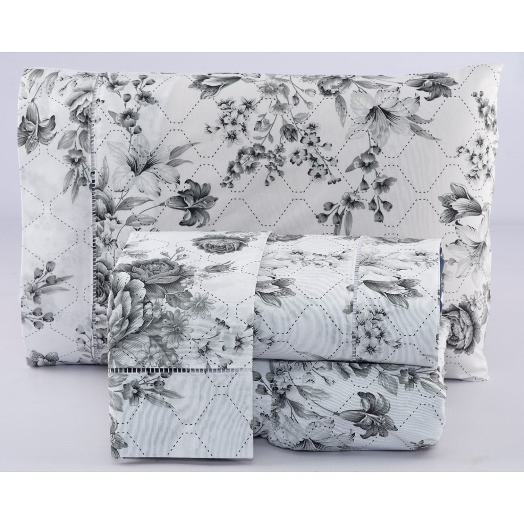 Kit Lençóis Queen 4 Peças Estampados Ponto Palito Percal 100% Algodão