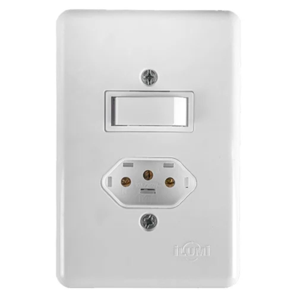 Interruptor 1 Tecla Simples + 1 Tomada 2P+T 10A 4x2