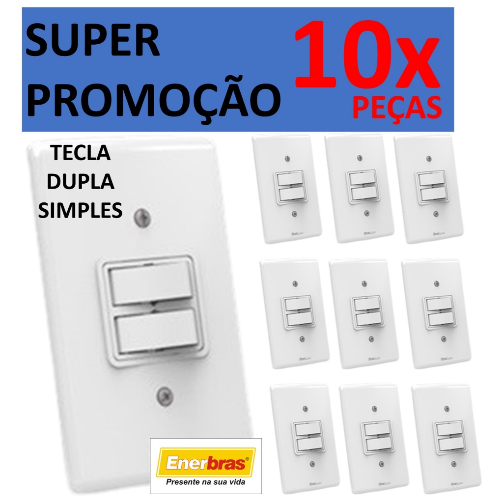 KIT 10X PEÇAS - INTERRUPTOR TECLA DUPLA - ARTIS ENERBRAS