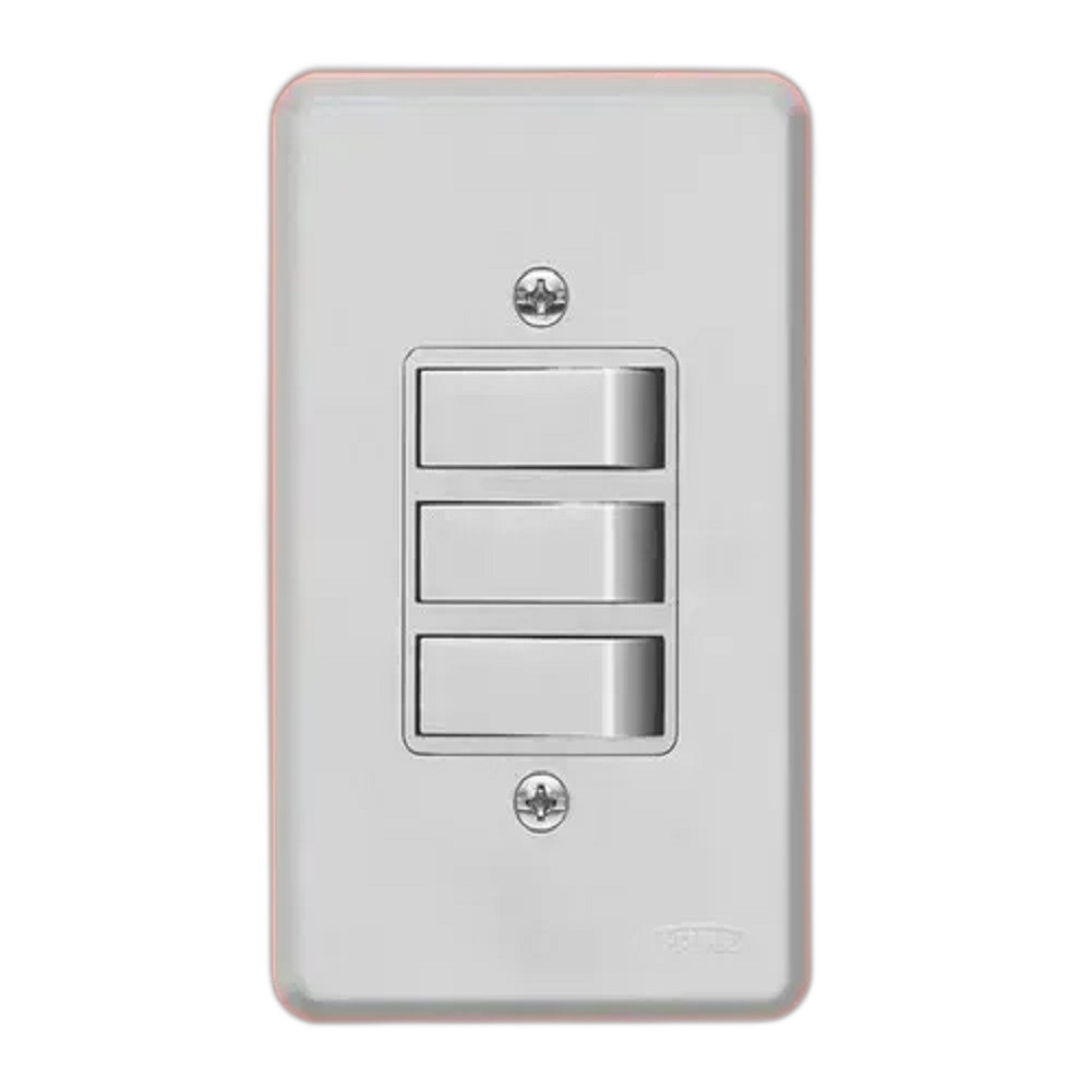 Interruptor 3 Sessao Paralela C/Placa 2294 FAME Gris Rr713