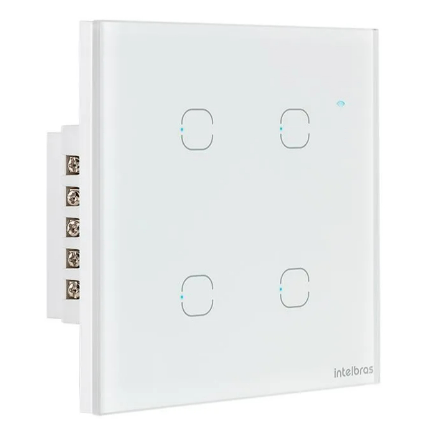 Interruptor Inteligente 4 Teclas Touch Smart Wi-Fi Intelbras EWS 1004 Branco
