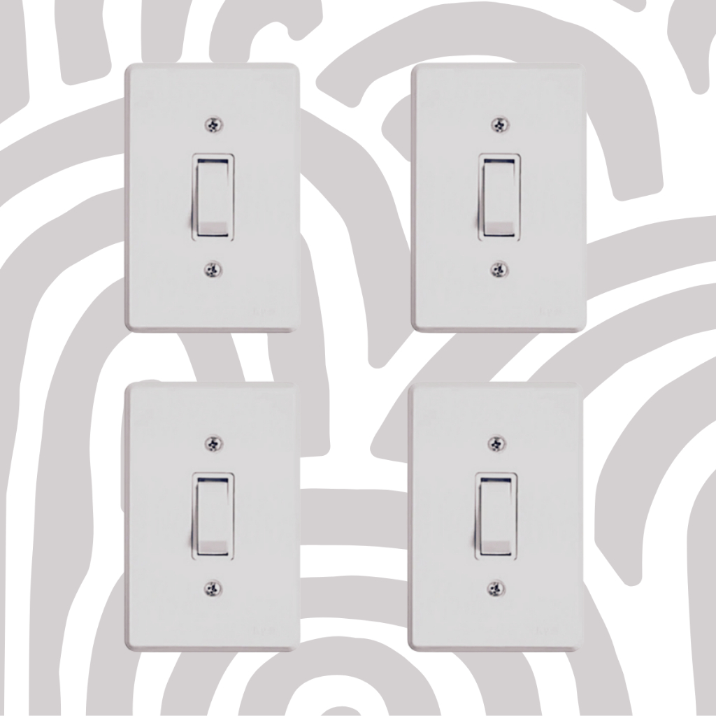 4 Interruptores Simples 1 Tecla 6A 250V 4X2 Pratika Ilumi