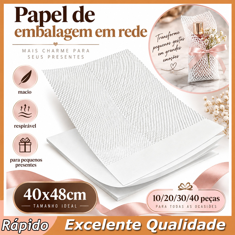 10/20/30/40 Folhas Papel de Malha Branco para Flores Presentes Embalagem de Vasos Taças Livros Joias e Obras de Arte
