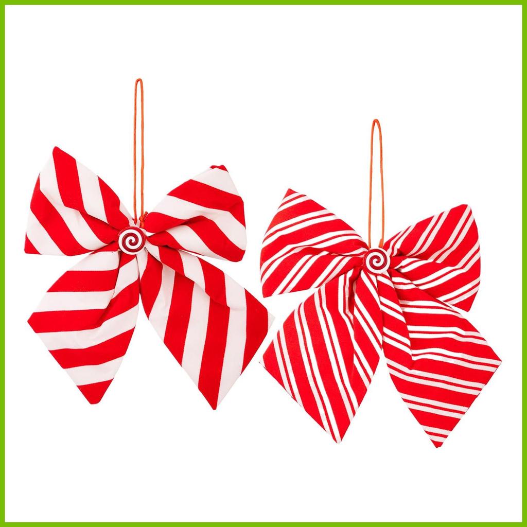 s Para Árvore De Natal 2 Peças Listrado Design Pingente Fita 9x8 Polegadas Vermelho E Branco Decoração Férias iadbr