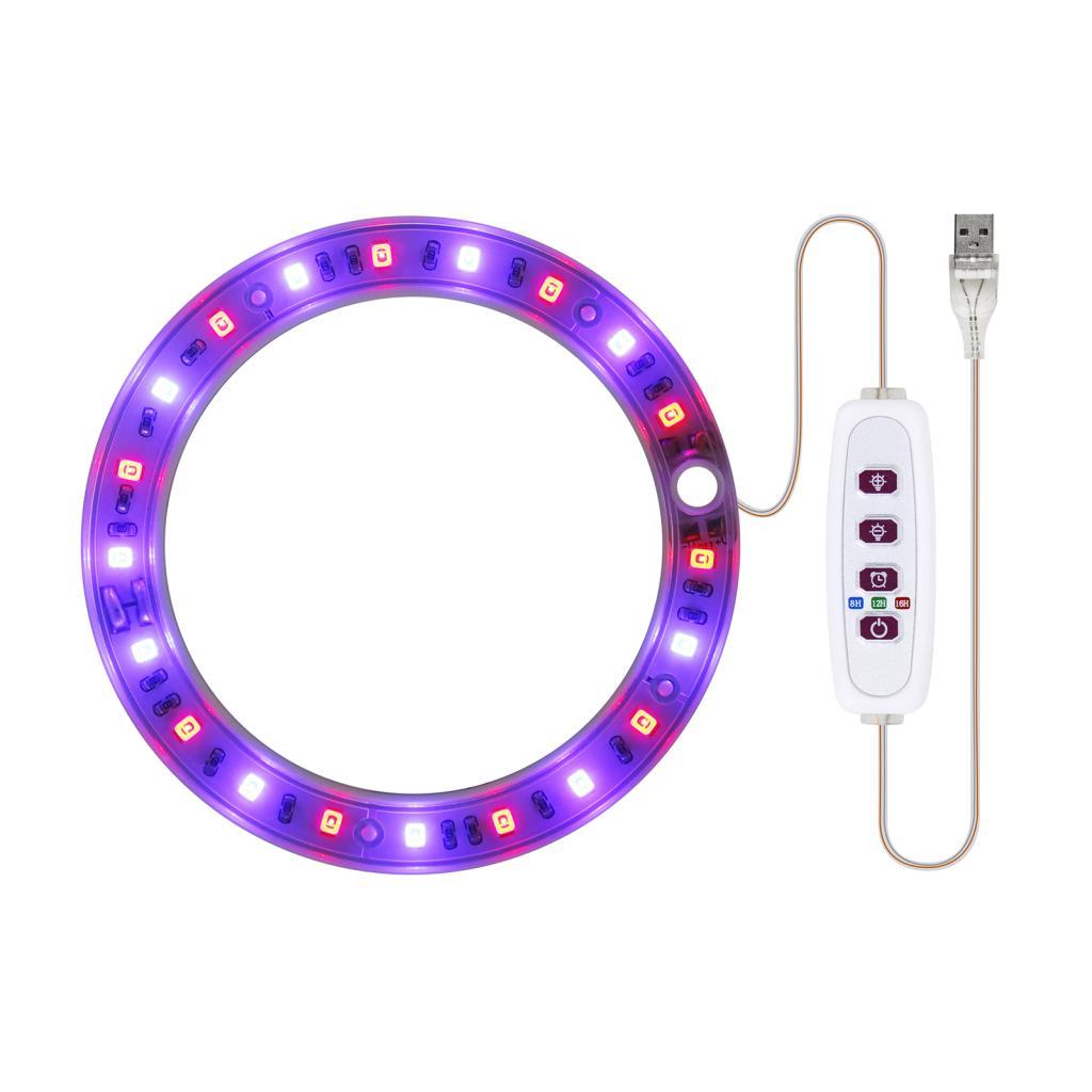 wowohome-BR Irfora LED Grow s Full Spectrum Plant Lamp com 20 LEDs 8H / 12H / 16H Timer 5 níveis reguláveis ​​Anel de